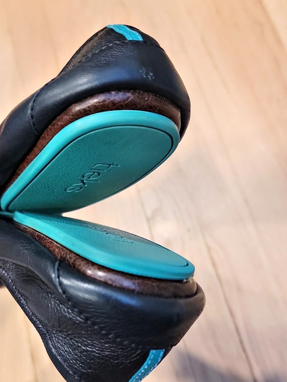 Well Loved Tieks Black Leather Ballet Flats - Picture 3 of 5